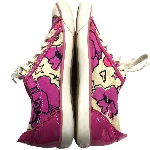 Coach Barrett Shoes Poppy Pink Petal Fabric Leather Women's sz 7 Sneakers - Picture 5 of 13